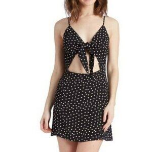 New Flynn Skye Bri Mini Dress Womens M Black White Moonshine Dot Cutout